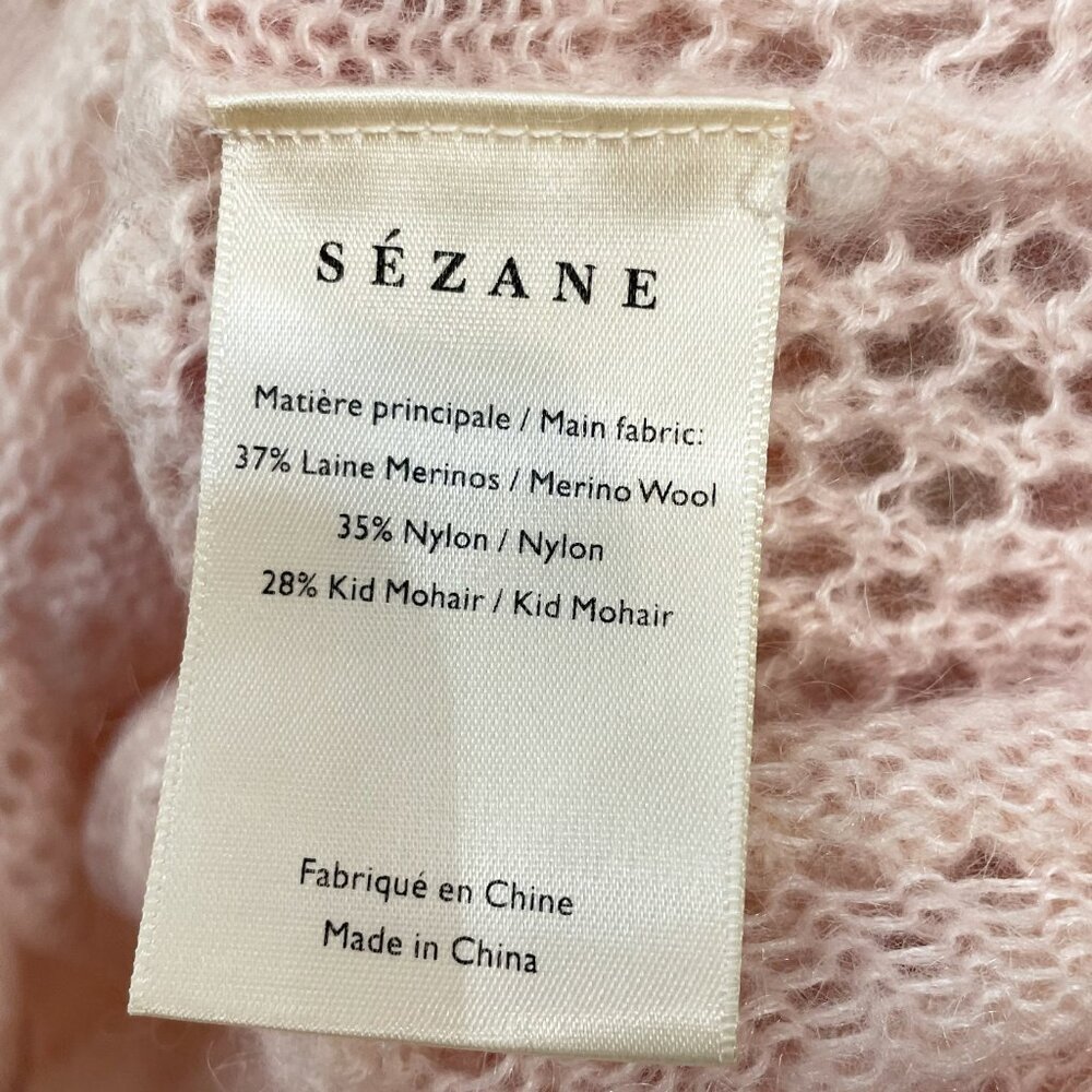 EUC Sezane Alanis Fancy Knit Mohair Wool Cardigan Blush Pink Small - Picture 7 of 8